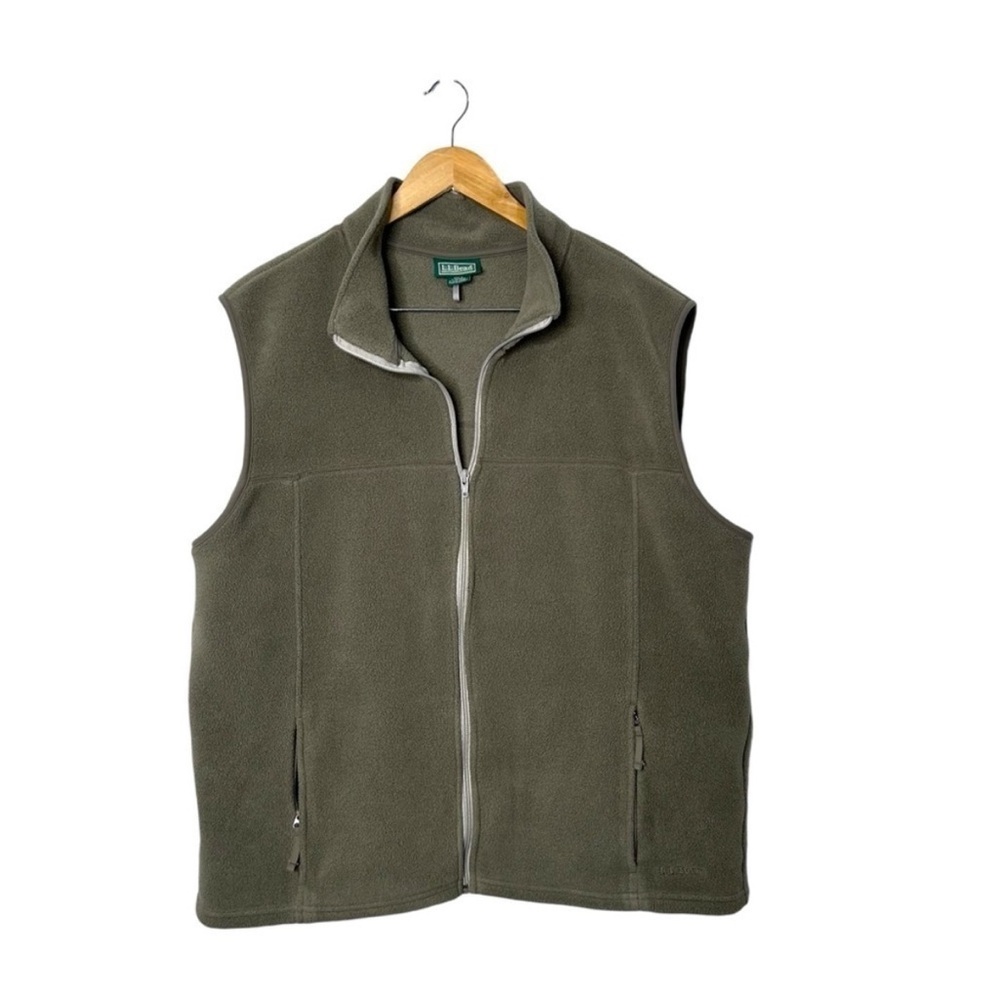 L.L.Bean Men’s Vintage Green Polartec ECO- Engineering Zip Fleece Vest Size XL R